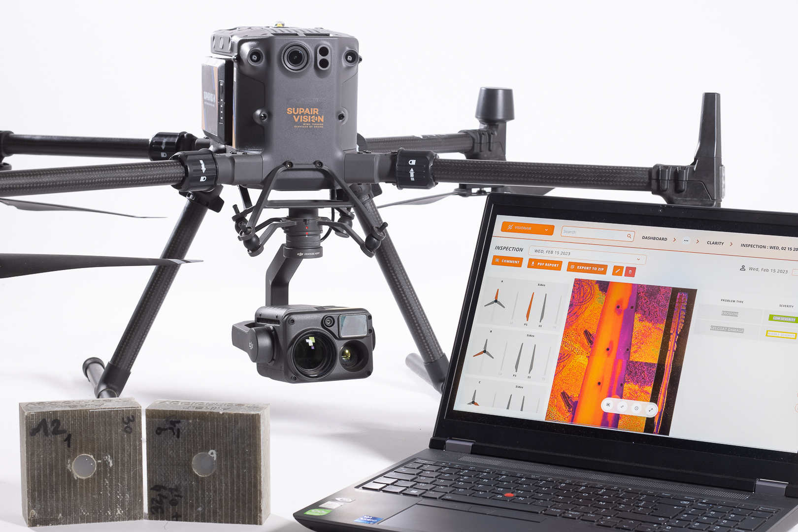 Entdecken Sie Clarity, unsere Lösung für thermografische Inspektionen von Windradblättern per Drohne!
